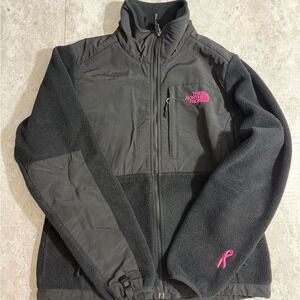 The North Face Denali Jacket Womens Black Pink Ribbon Breast Cancer Awareness S